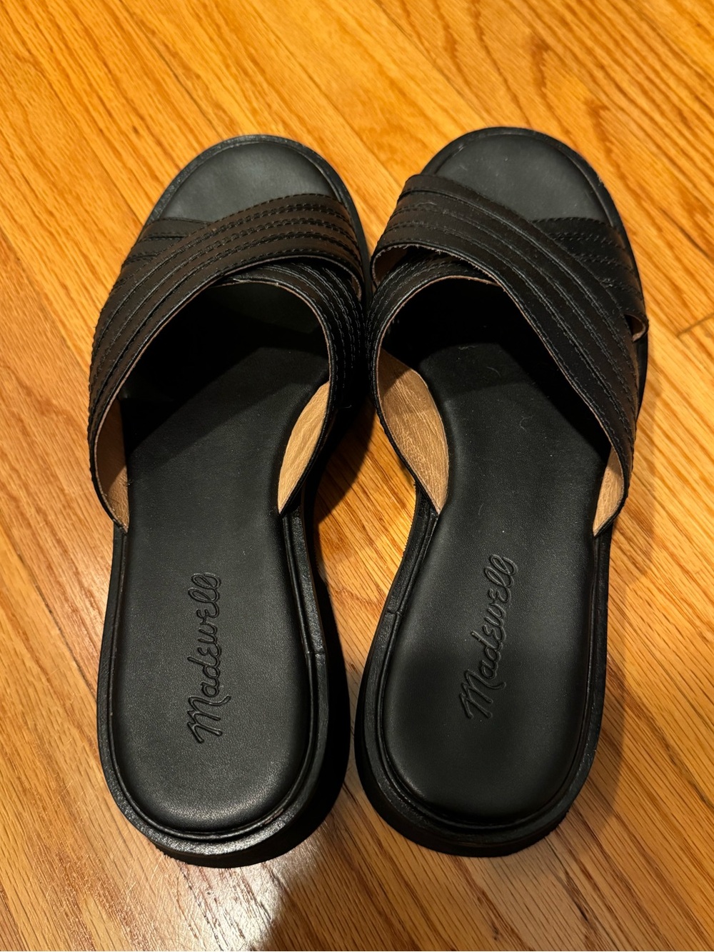 Madewell Black Crossover Slide Sandals